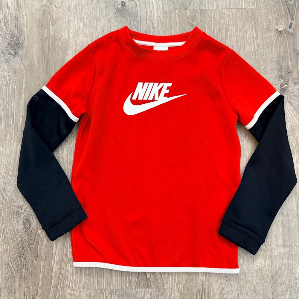 Nike Kids Red and Black Long Sleeve Pullover